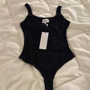 SNDYS Black Ribbed Kids One-Piece Bodysuit